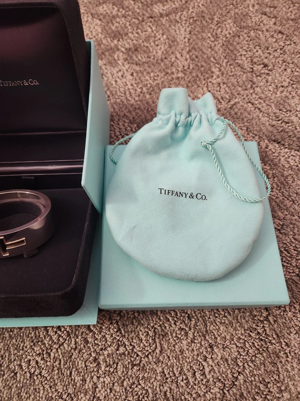Tiffany & Co. Cut Out T Hinged Cuff Bracelet